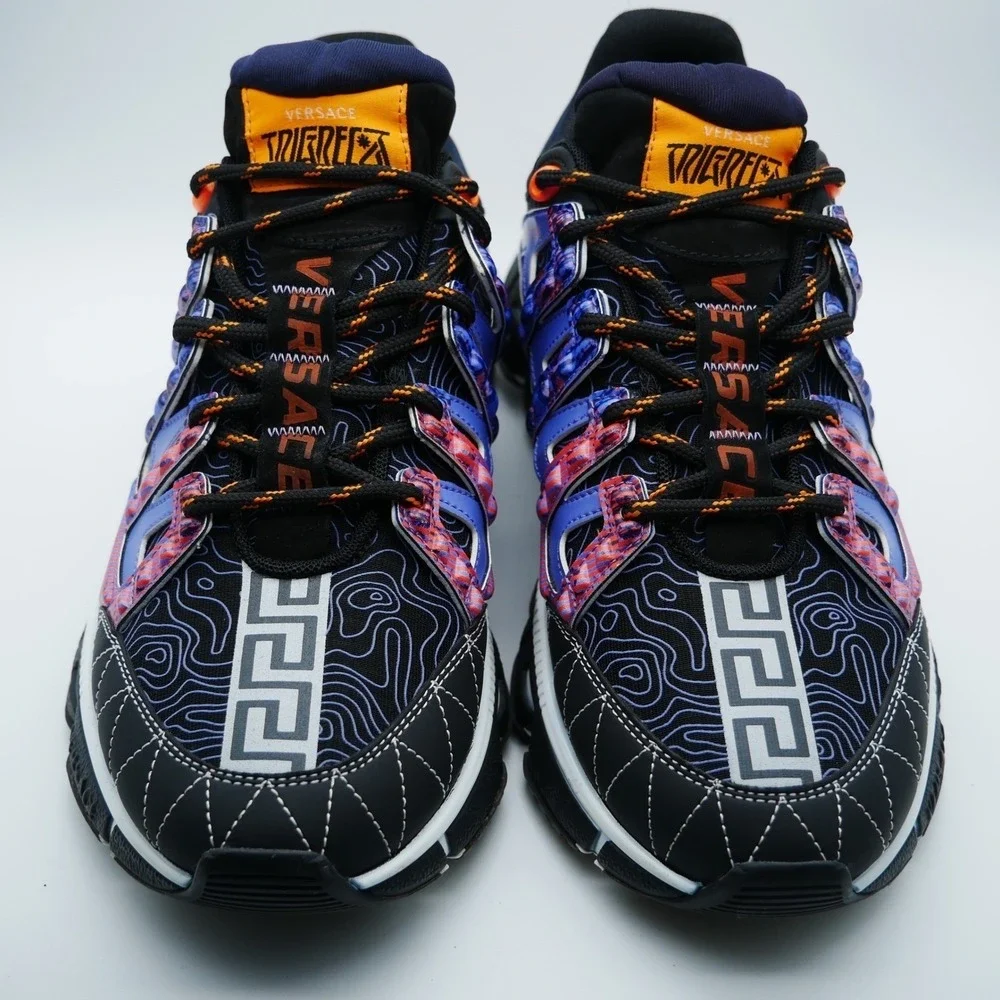 Versace Trigreca Sneakers Mens Nero Bright Orange Blue DSU8094 Size‎ 41 8